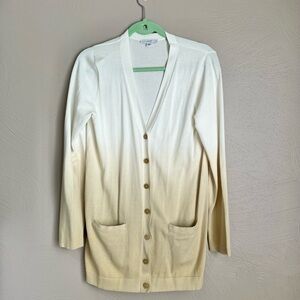 Isaac Mizrahi Cream/Sand Dip Dye Ombré Cardigan